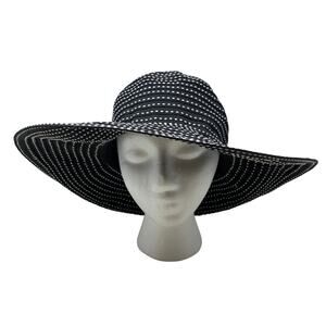 Scala Collezione Wide Brim Sun Hat Black White Polka Dot One Size Women's